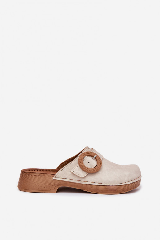 Damen-Clogs mit Schnallen in Sandfarbe Inblu TF000001