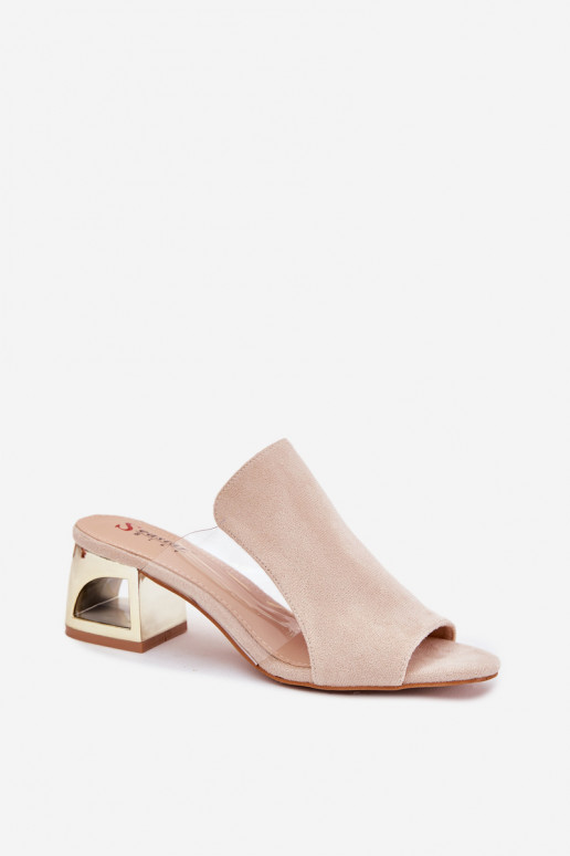 Damen-Pantoletten in Gold und Elfenbein Tessira