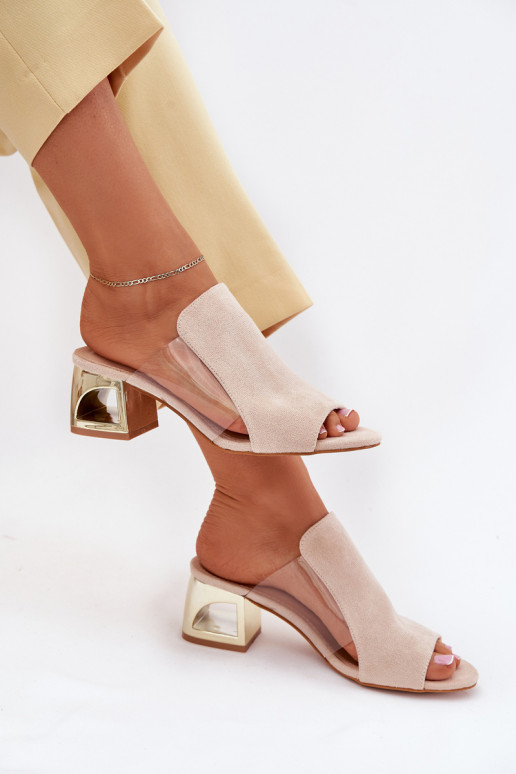 Damen-Pantoletten in Gold und Elfenbein Tessira