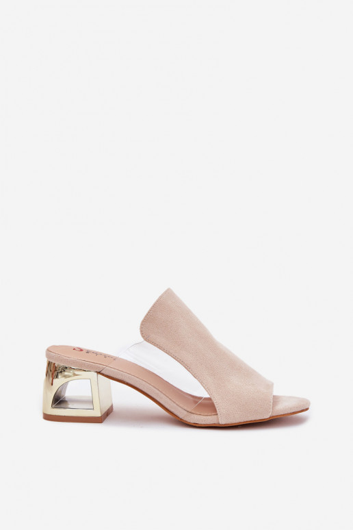 Damen-Pantoletten in Gold und Elfenbein Tessira