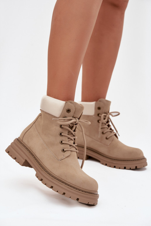 Damen-Schuhe mit Schnürsenkeln in Sandfarbe Norena
