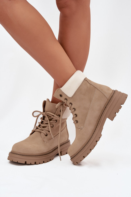 Damen-Schuhe mit Schnürsenkeln in Sandfarbe Norena