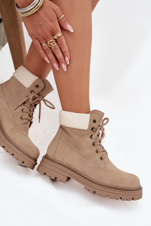 Damen-Schuhe mit Schnürsenkeln in Sandfarbe Norena