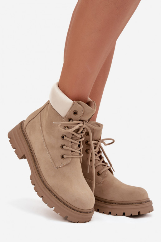 Damen-Schuhe mit Schnürsenkeln in Sandfarbe Norena