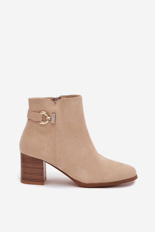 Wärmende Stiefeletten mit goldenen Details in Sandfarbe Renora