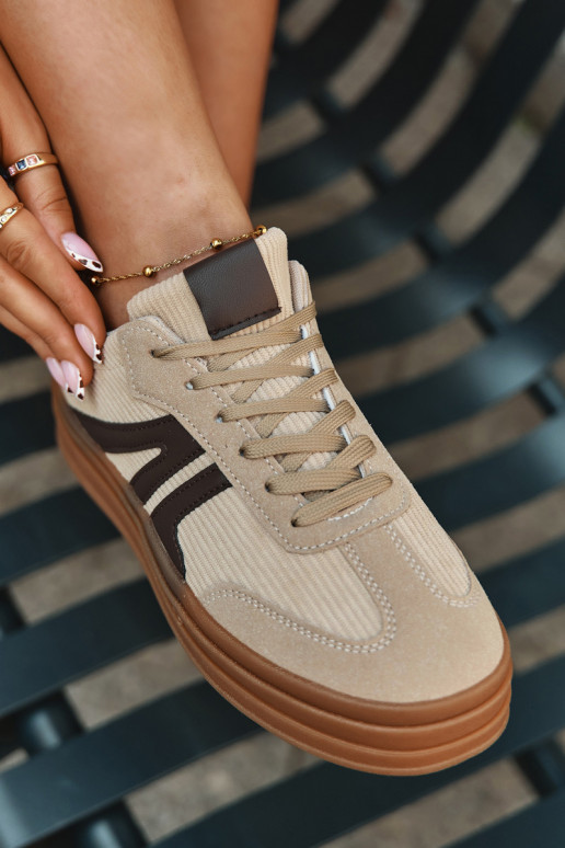 Sandfarbene Velours-Sneaker mit Plattform Corynelle