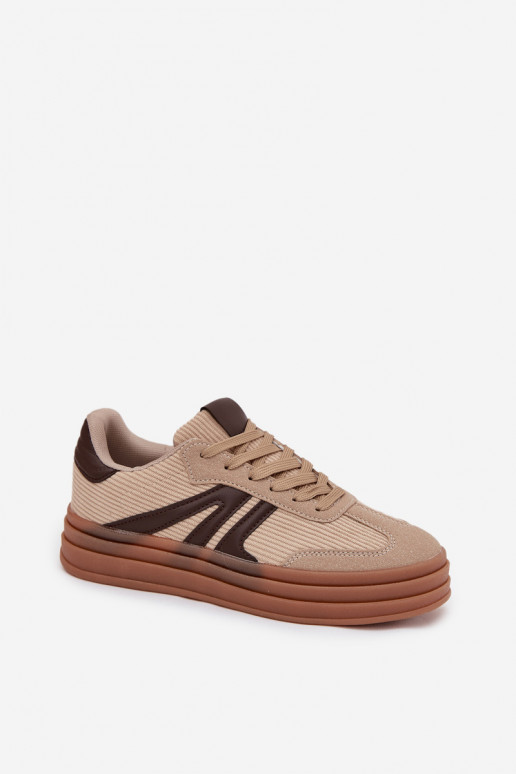 Sandfarbene Velours-Sneaker mit Plattform Corynelle