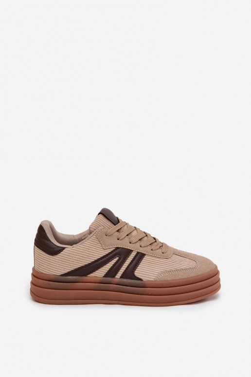 Sandfarbene Velours-Sneaker mit Plattform Corynelle