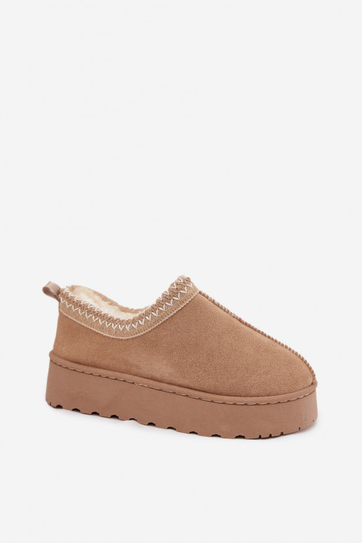 Niedrige Schneestiefel in Sandfarbe mit bestickten Blumen und Plattform Taliah
