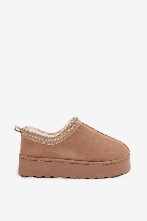 Niedrige Schneestiefel in Sandfarbe mit bestickten Blumen und Plattform Taliah