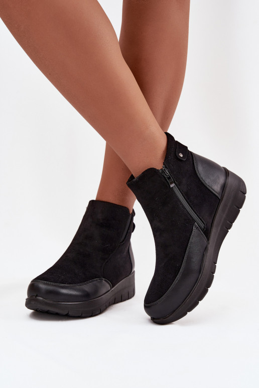 Wärmende Damen-Stiefeletten mit Fell innen, schwarz Breena