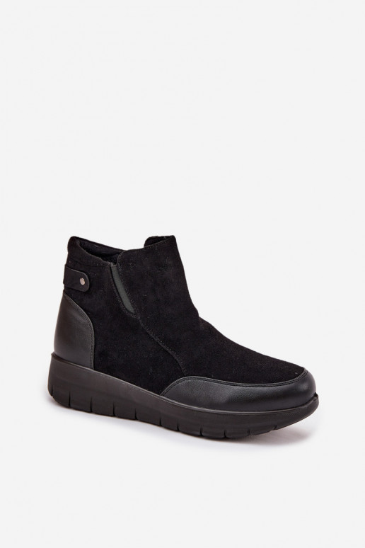 Wärmende Damen-Stiefeletten mit Fell innen, schwarz Breena
