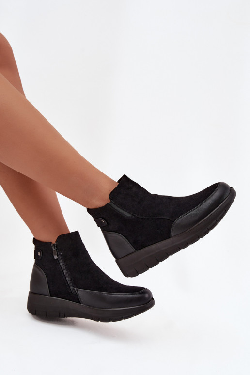 Wärmende Damen-Stiefeletten mit Fell innen, schwarz Breena