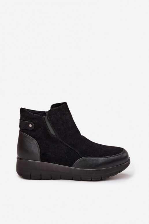 Wärmende Damen-Stiefeletten mit Fell innen, schwarz Breena