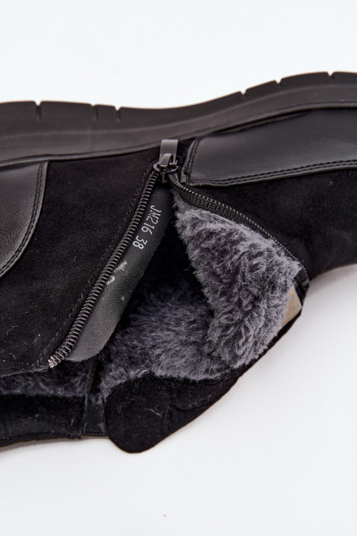 Wärmende Damen-Stiefeletten mit Fell innen, schwarz Breena