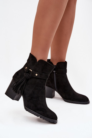 Schwarze Damen-Stiefeletten mit Fransen Rosabella 2