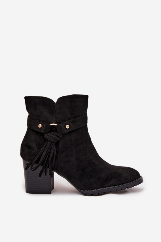 Schwarze Damen-Stiefeletten mit Fransen Rosabella