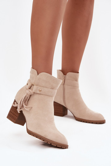 Elfenbeinfarbene Damen-Stiefeletten mit Fransen Rosabella 2