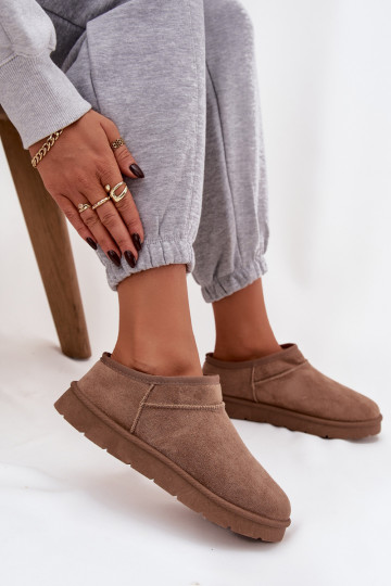 Braune Damen-Schneestiefel mit Innenisolierung aus Fell Serenne