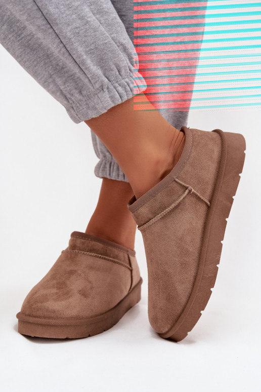Braune Damen-Schneestiefel mit Innenisolierung aus Fell Serenne