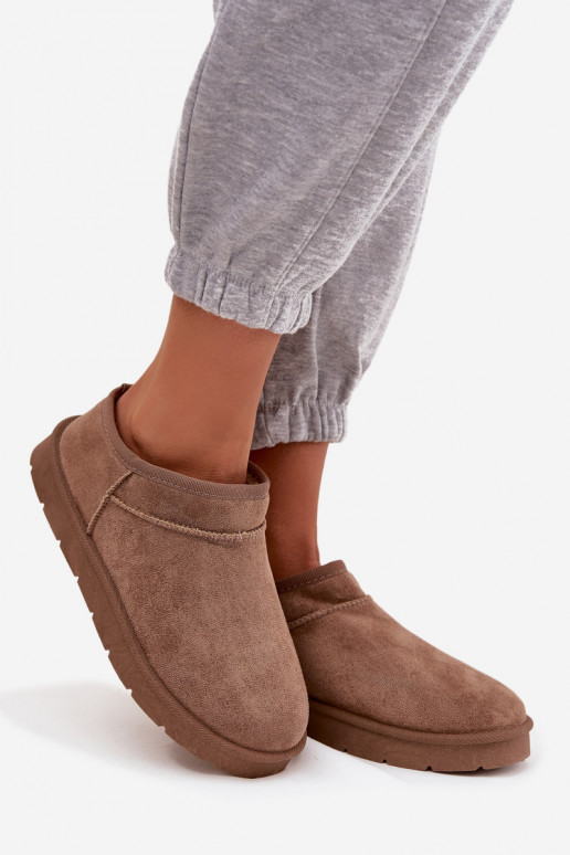 Braune Damen-Schneestiefel mit Innenisolierung aus Fell Serenne