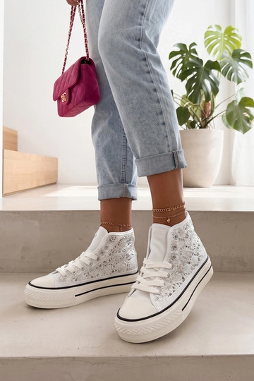 Silberne Ażurowe Sneakers über dem Knöchel Piper 2