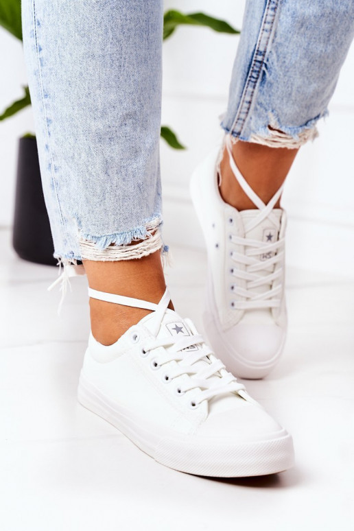 Damen Leder Sneakers in Weiß Mega