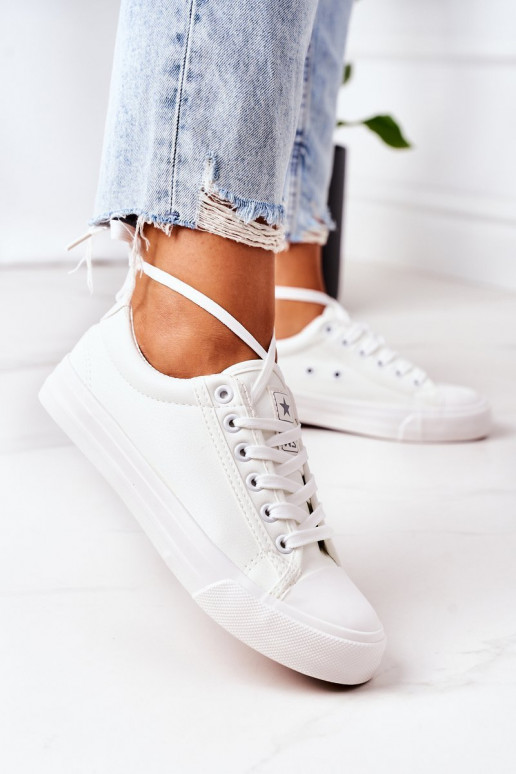 Damen Leder Sneakers in Weiß Mega