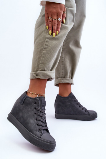 lässige Schuhe Haut Feminin mit einer Plattform Big Star MM274005 graue Farbe 2