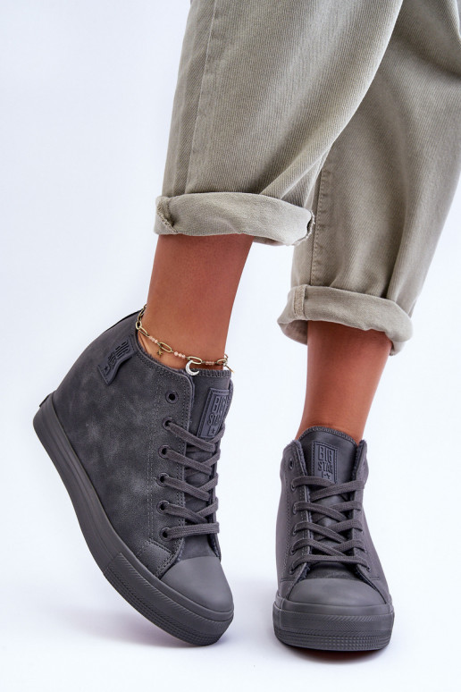 Freizeitschuhe aus Kunstleder mit Plattform in Grau Big Star MM274005