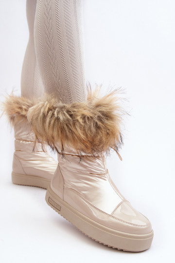 Feminin Schneestiefel mit Pelzmantel Beige Big Star MM274380