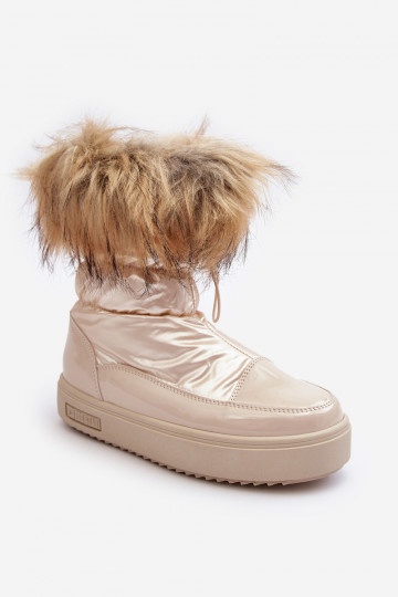 Feminin Schneestiefel mit Pelzmantel Beige Big Star MM274380 2