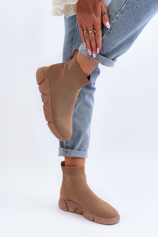 Damen Sportschuhe mit Sockenartigem Schaft in Sand Zirila
