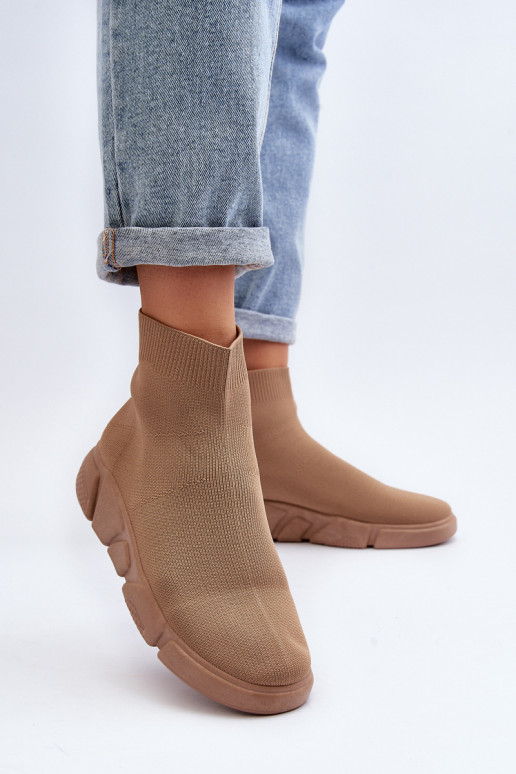 Damen Sportschuhe mit Sockenartigem Schaft in Sand Zirila