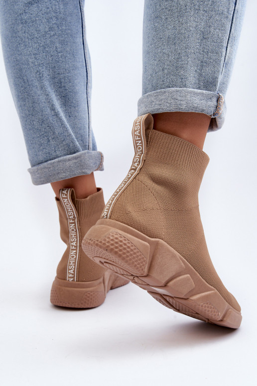 Damen Sportschuhe mit Sockenartigem Schaft in Sand Zirila