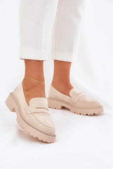 Mokassins für Damen aus Öko-INildlederoZue mit blitzenden Augen Beige INilamla 2