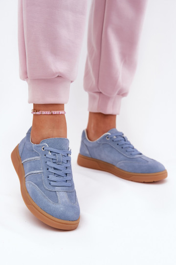 Blaue Damensneaker aus Veloursleder Paliana