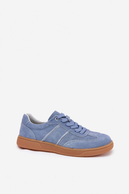 Blaue Damensneaker aus Veloursleder Paliana