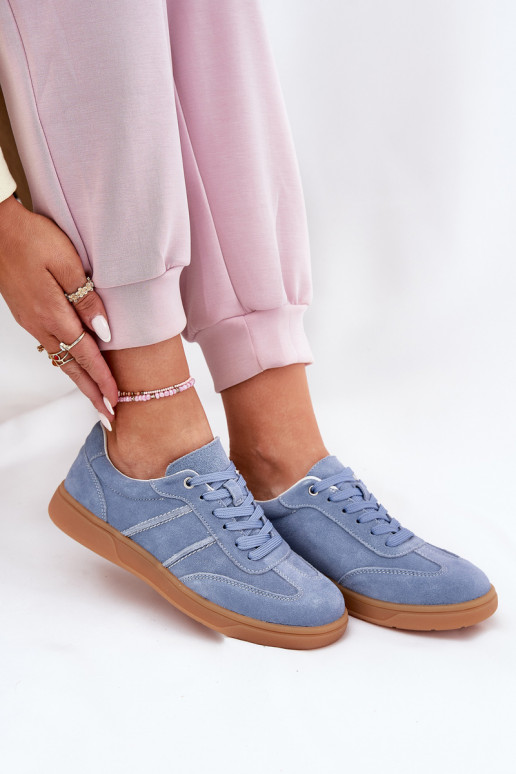 Blaue Damensneaker aus Veloursleder Paliana