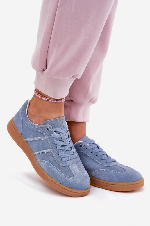 Blaue Damensneaker aus Veloursleder Paliana