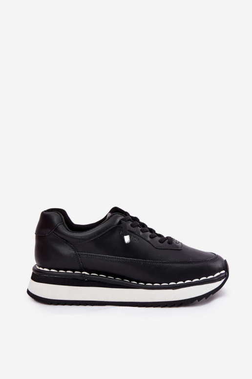 Schwarze Damensneaker aus Leder mit Plattform Big Star RR274A335