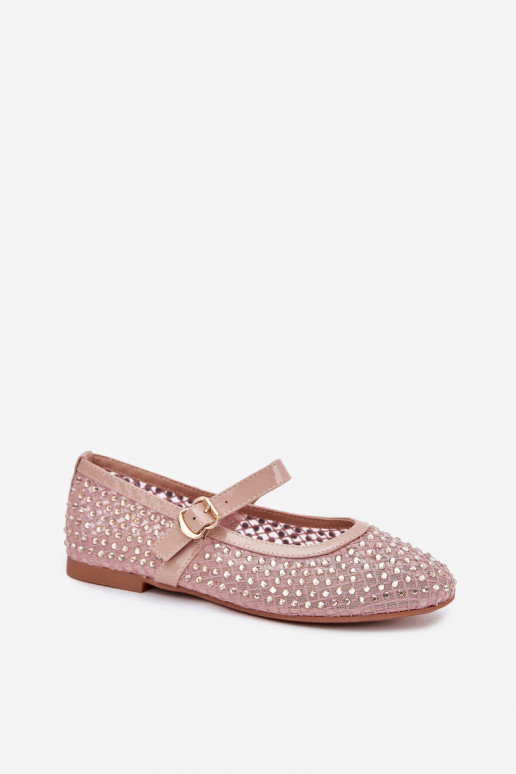 Dekoriert Ballerinas Feminin mit Riemen I mit Schnallen Beige Avirae