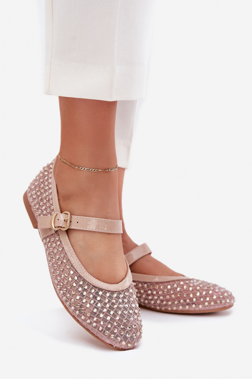 Dekoriert Ballerinas Feminin mit Riemen I mit Schnallen Beige Avirae
