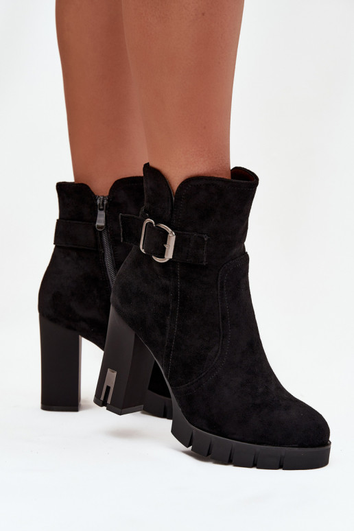 Damenstiefel mit Schnallen sich Zuarm laufen schZuarze Farbe Selisse