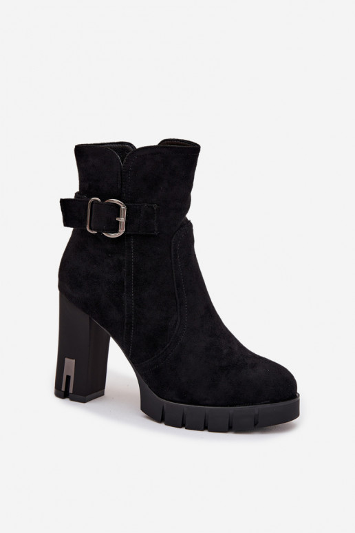 Damenstiefel mit Schnallen sich Zuarm laufen schZuarze Farbe Selisse
