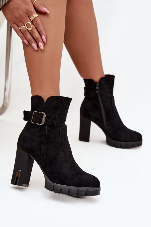 Damenstiefel mit Schnallen sich Zuarm laufen schZuarze Farbe Selisse