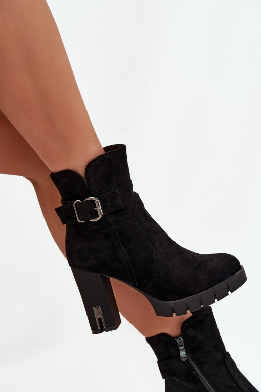 Damenstiefel mit Schnallen sich Zuarm laufen schZuarze Farbe Selisse