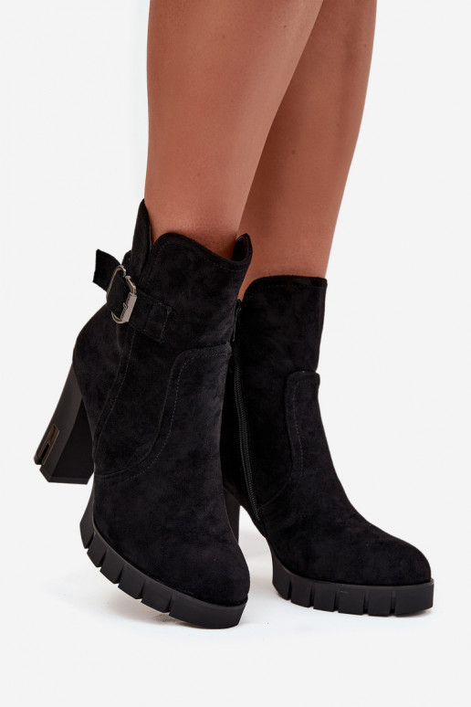 Damenstiefel mit Schnallen sich Zuarm laufen schZuarze Farbe Selisse