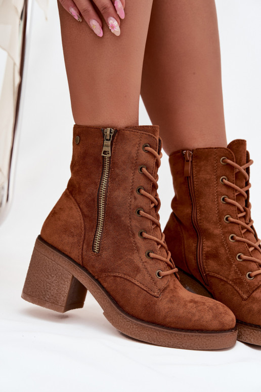 sich Zuarm laufen Damenstiefel Mit einer Spitze und Reißverschlüsseami braune Farbe Paressa