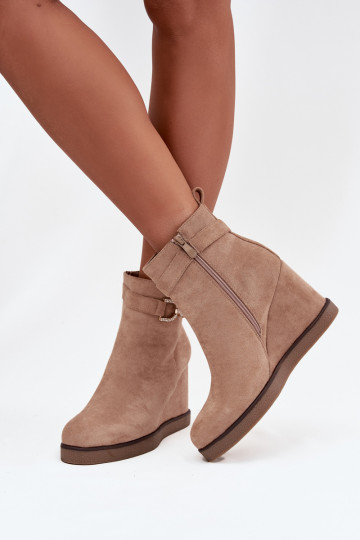 Damen-Stiefeletten auf Plateau mit dekorativen Details in sandfarbener Ausführung Turirivana 2